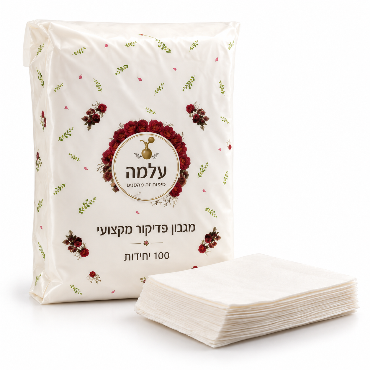 מגבון פדיקור עלמה 100 יחידות מידה 60/40